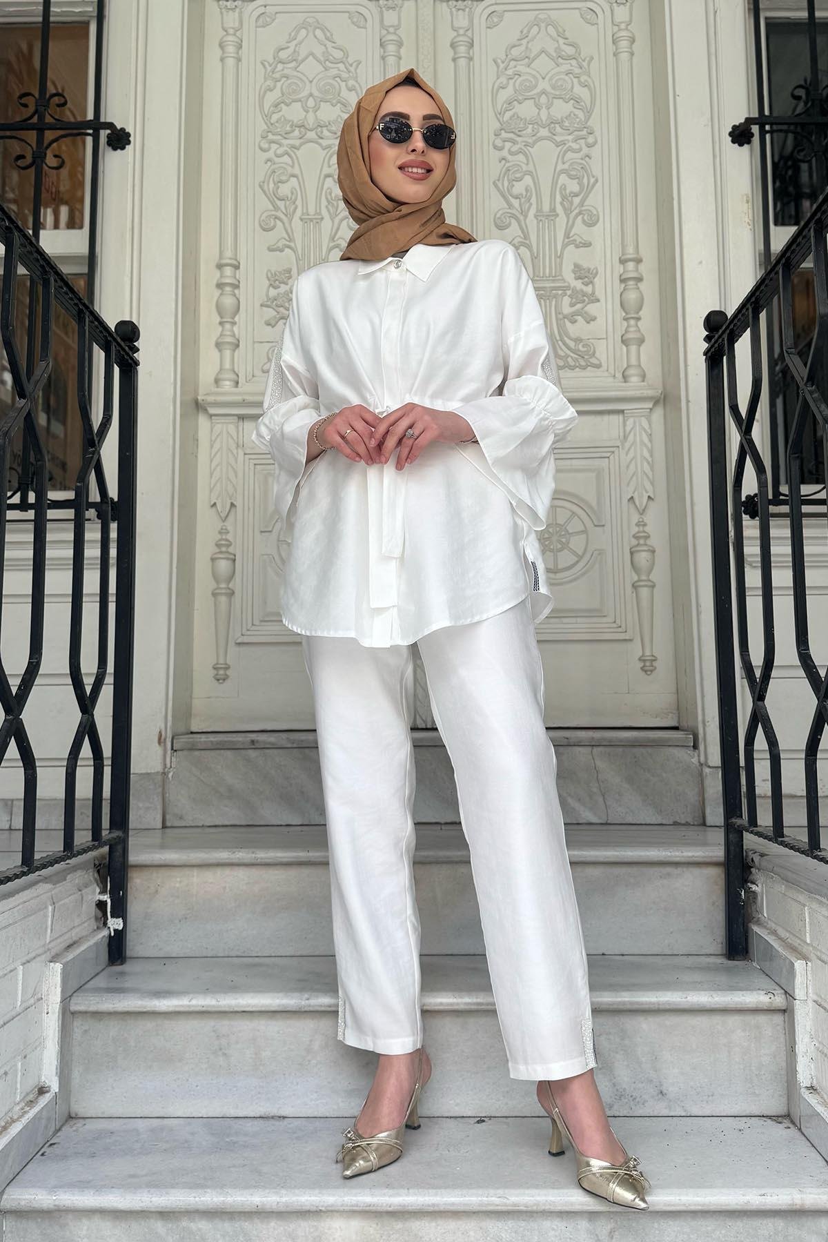 NAKİ & MASCARA Gömlek 25MY2143 Beyaz