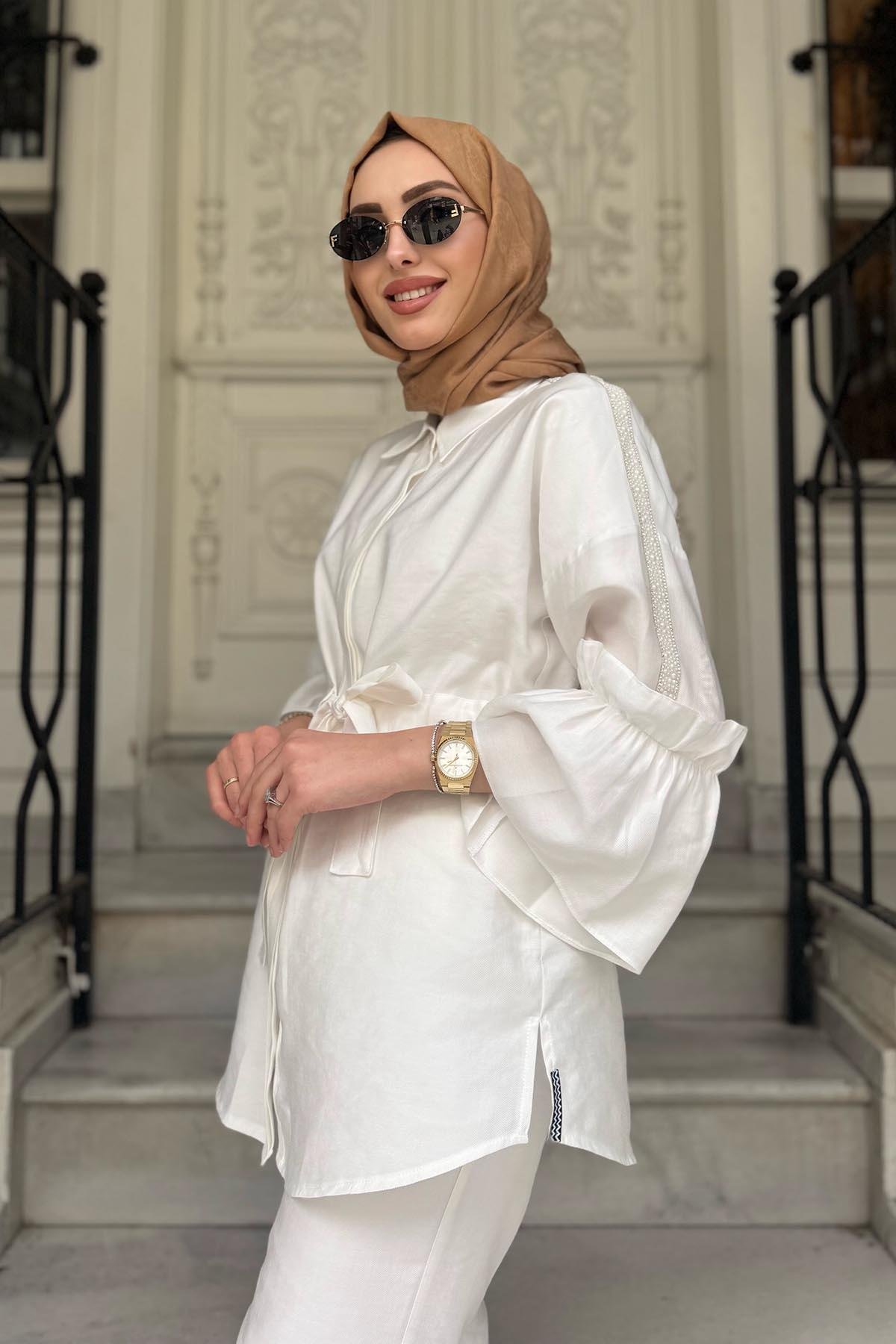 NAKİ & MASCARA Gömlek 25MY2143 Beyaz