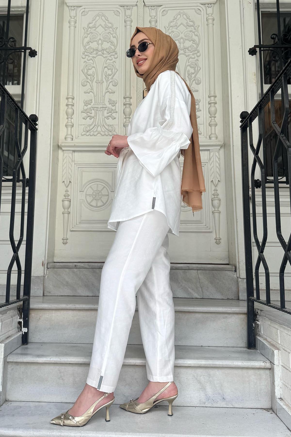 NAKİ & MASCARA Gömlek 25MY2143 Beyaz