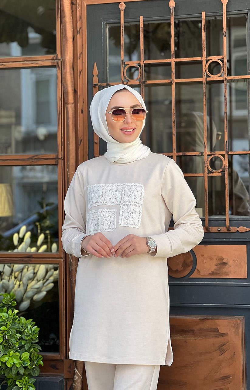 NAKİ & MASCARA Tunik 24MY2125 Ekru