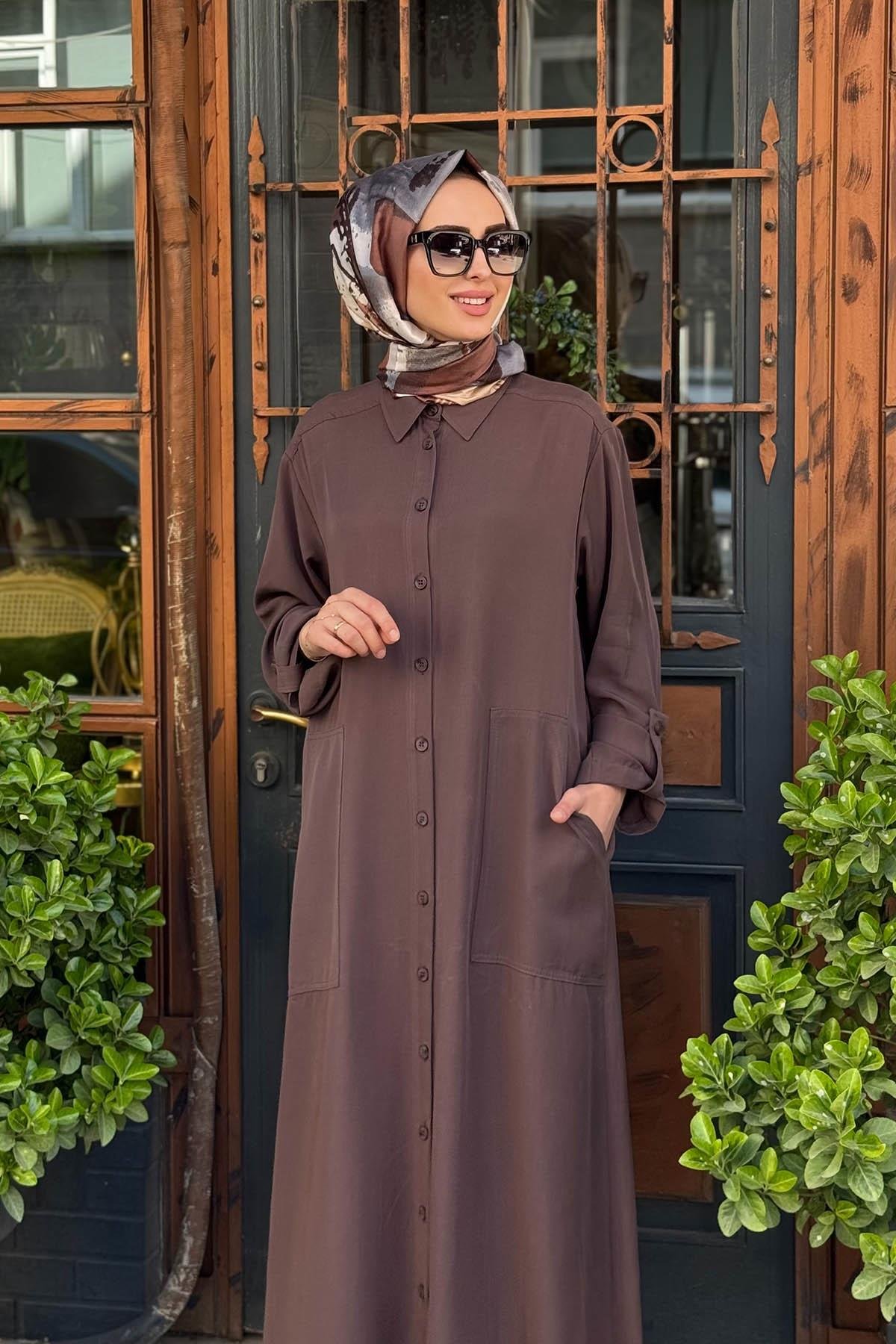 Nurcan Çetin Elbise 25150 Kahve