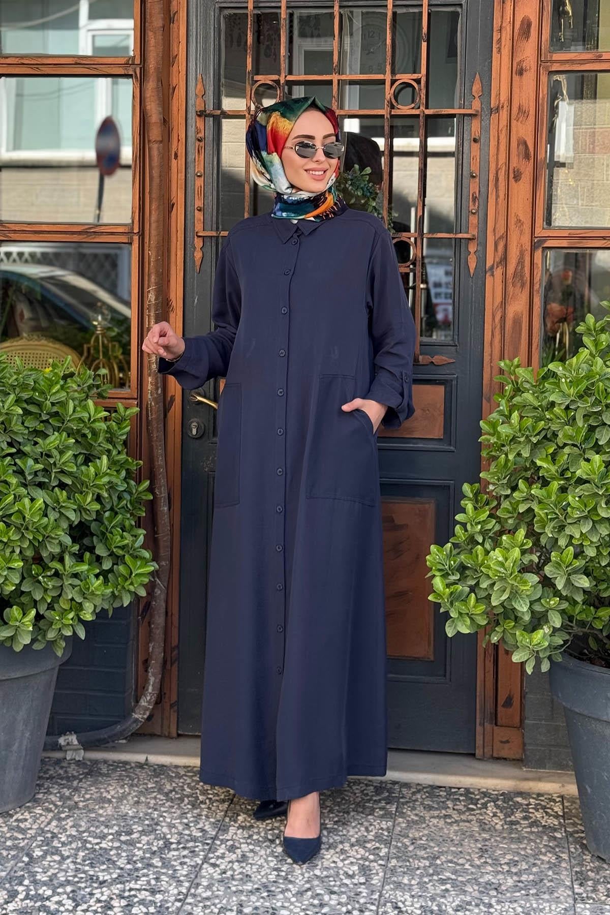 Nurcan Çetin Elbise 25150 Lacivert