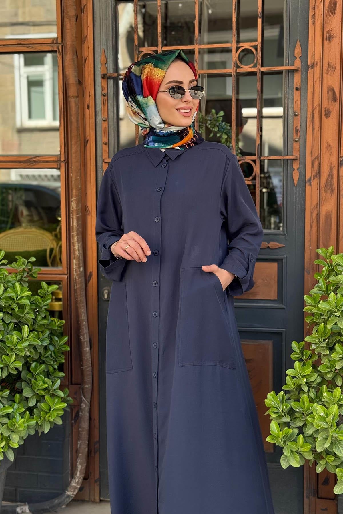 Nurcan Çetin Elbise 25150 Lacivert