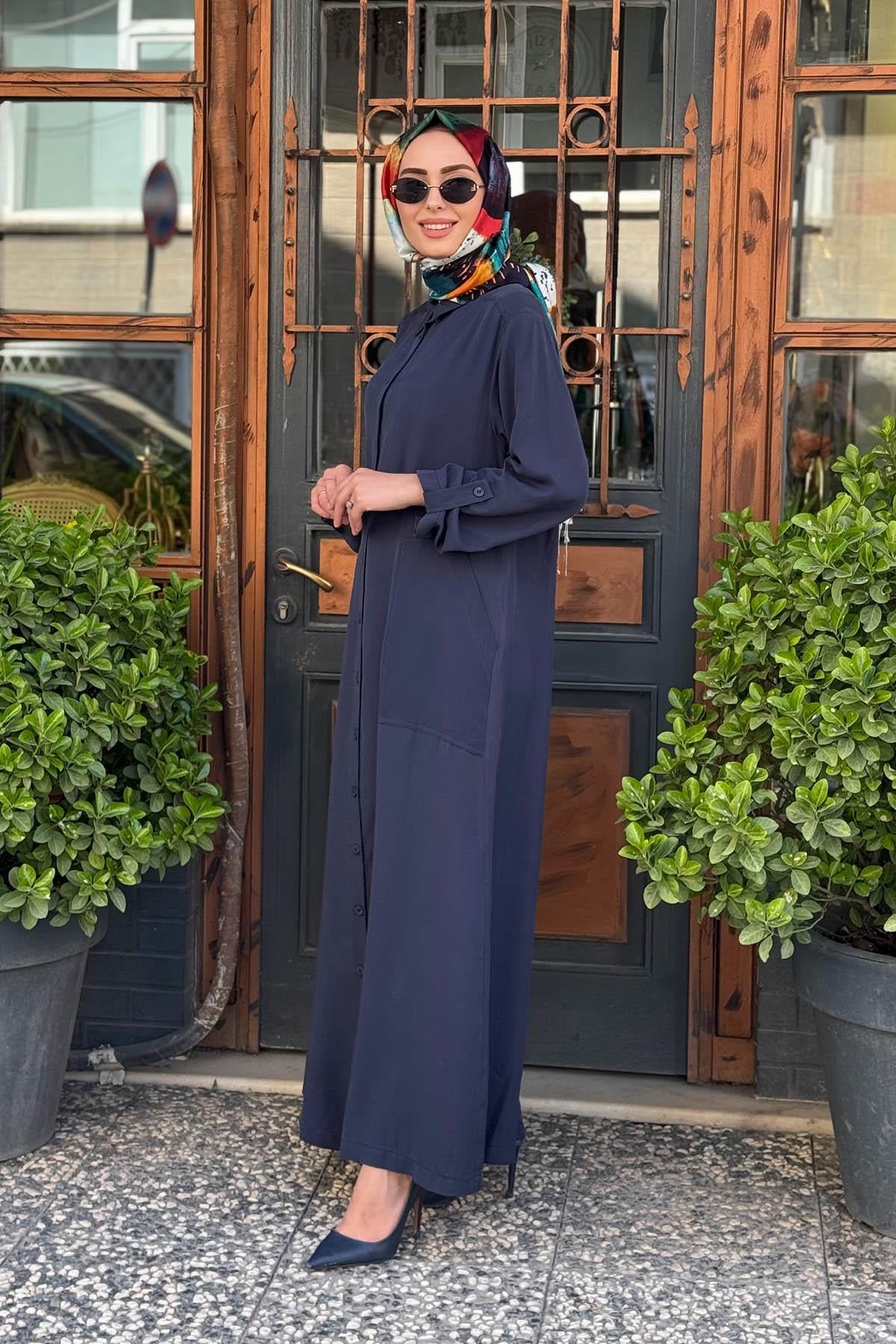Nurcan Çetin Elbise 25150 Lacivert