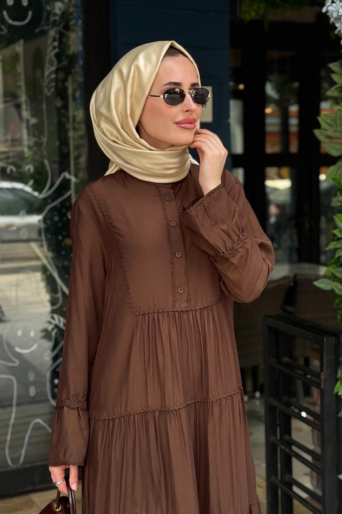 Nurcan Çetin Elbise 26130 Kahve