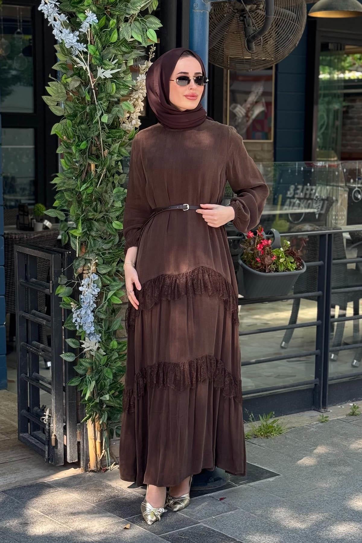 Nurcan Çetin Elbise 26132A Kahve