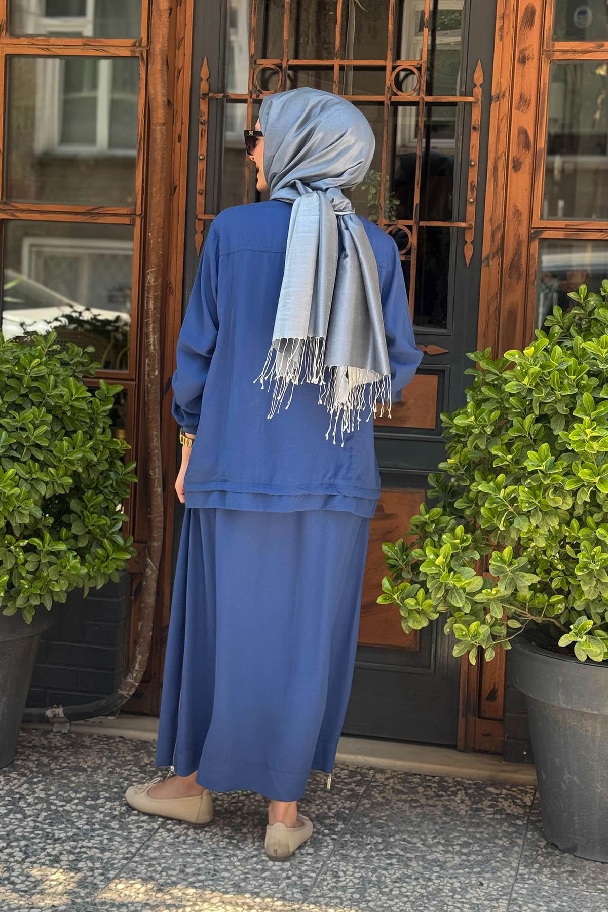 Nurcan Çetin Etekli Takım 25411 İndigo