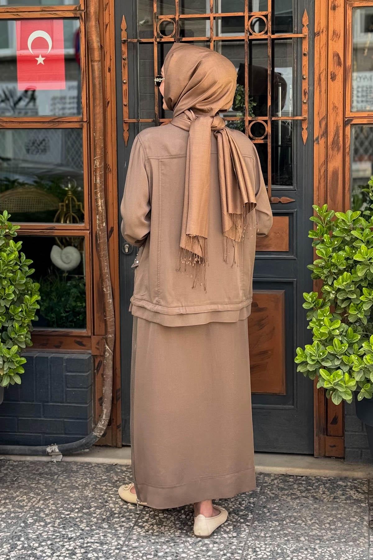 Nurcan Çetin Etekli Takım 25411 Kahve