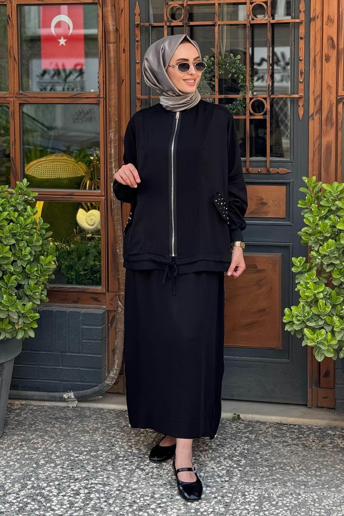 Nurcan Çetin Etekli Takım 25411 Siyah