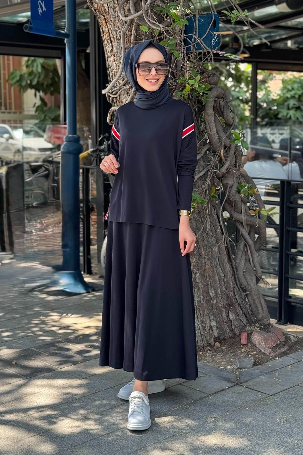 Nurcan Çetin Etekli Takım 25430 Lacivert