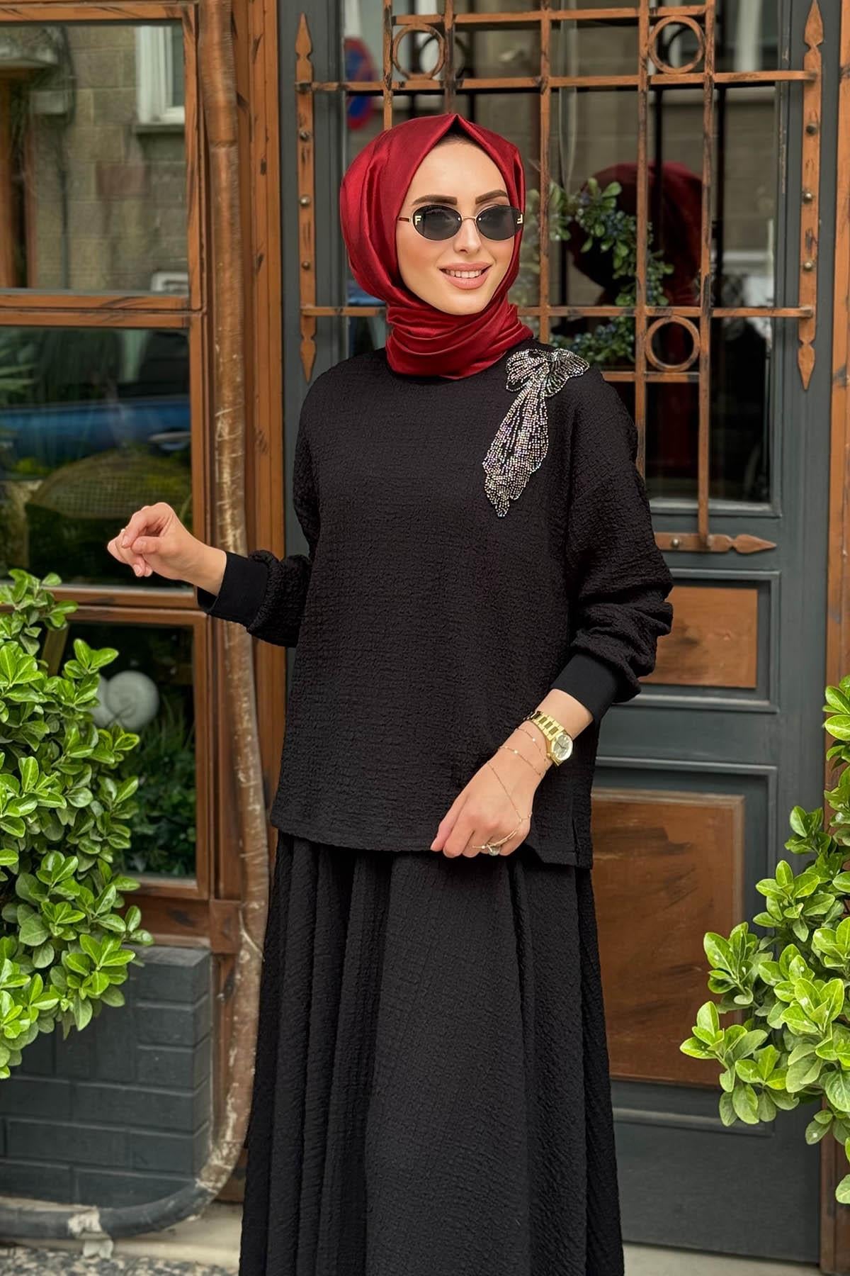 Nurcan Çetin Etekli Takım 25443 Siyah