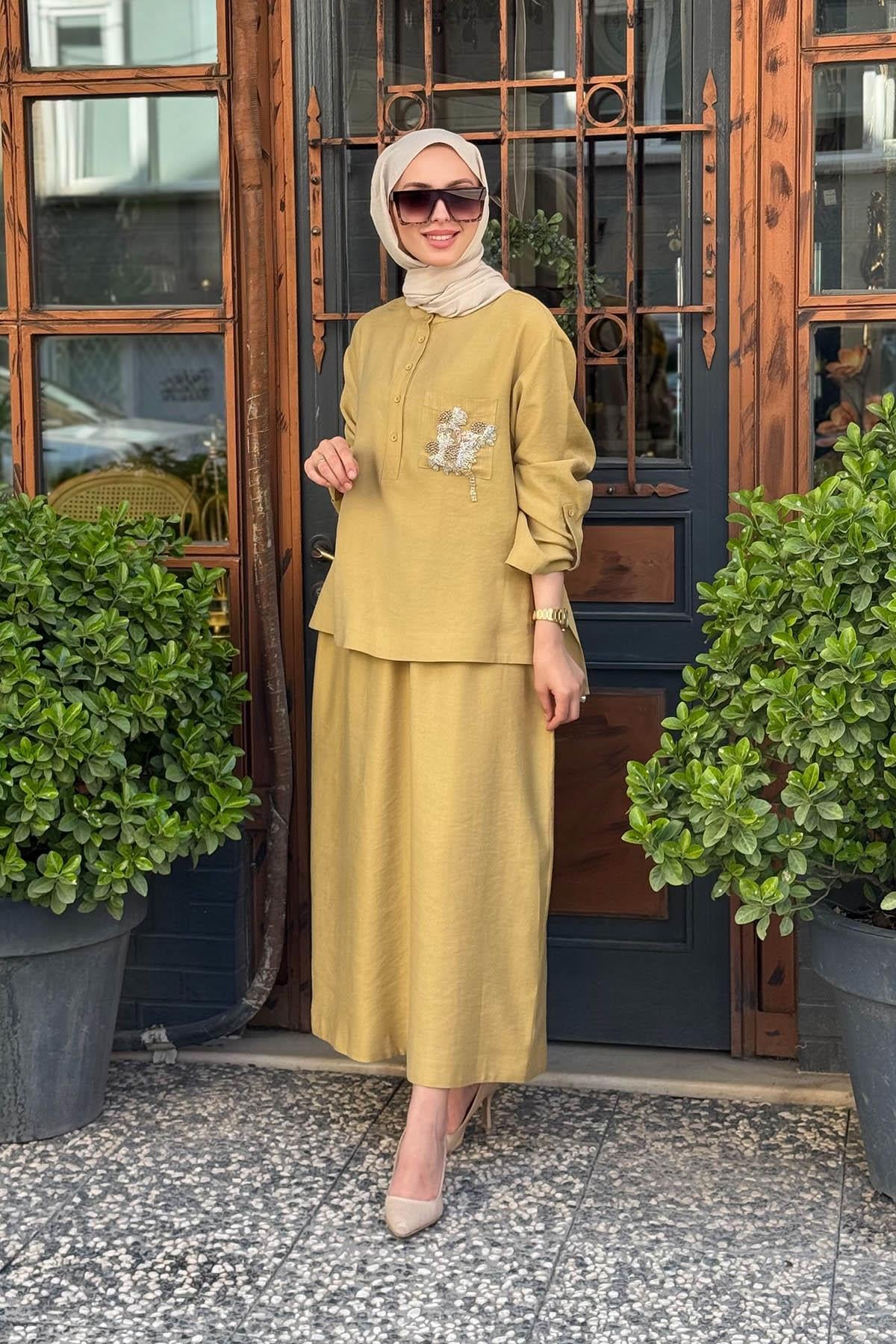 Nurcan Çetin Etekli Takım 25446 Asit Sarı