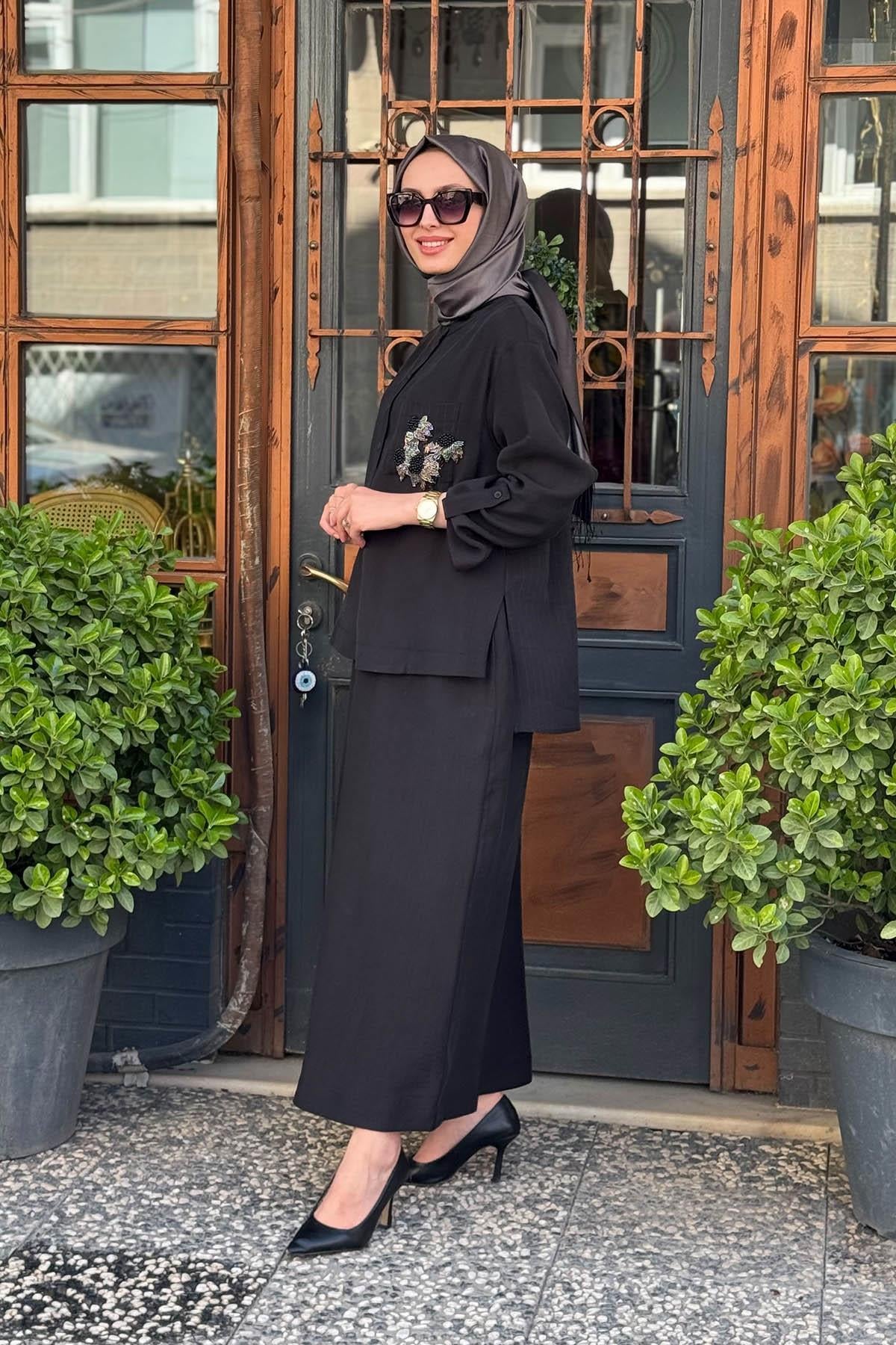 Nurcan Çetin Etekli Takım 25446 Siyah