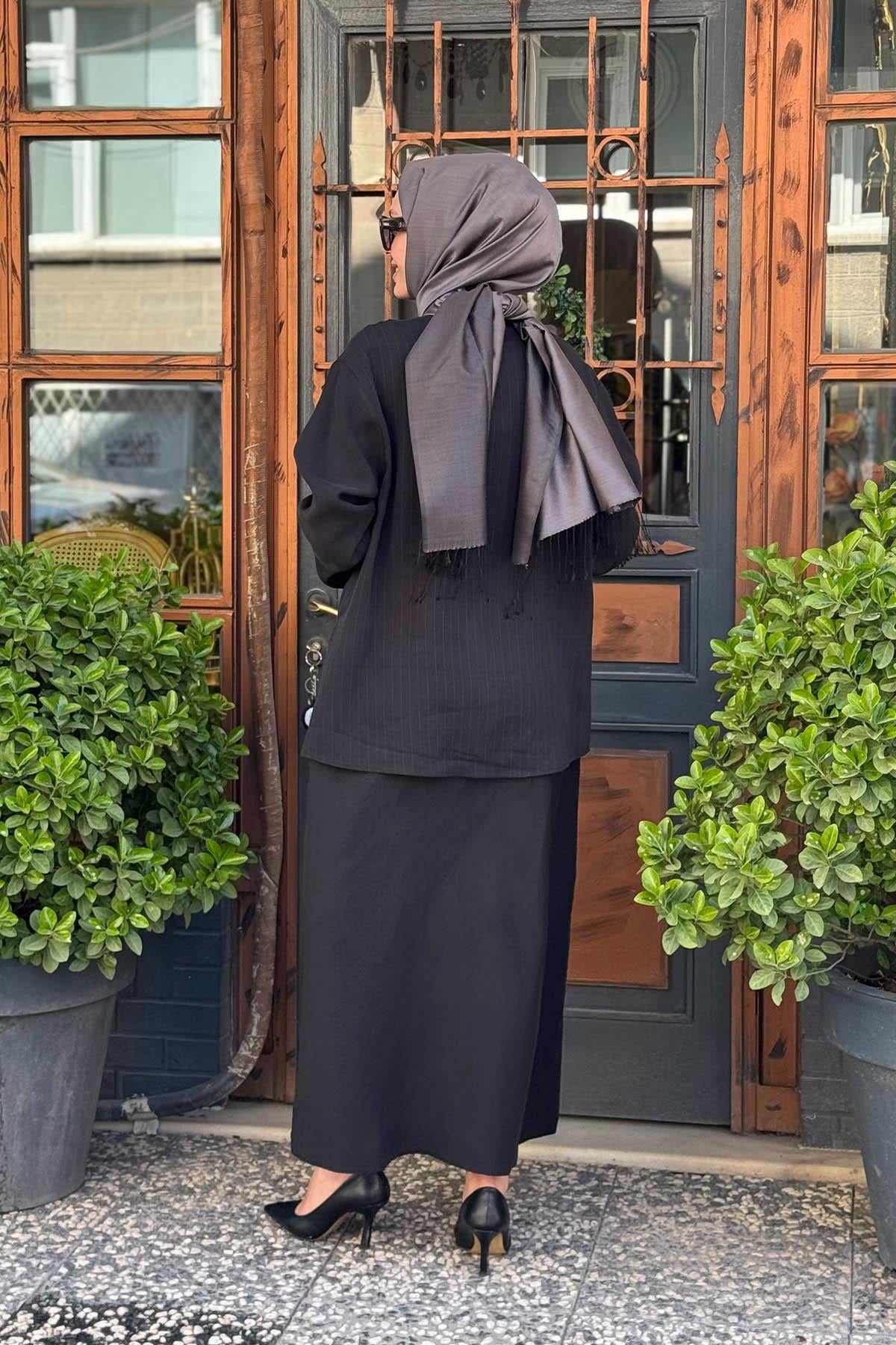 Nurcan Çetin Etekli Takım 25446 Siyah
