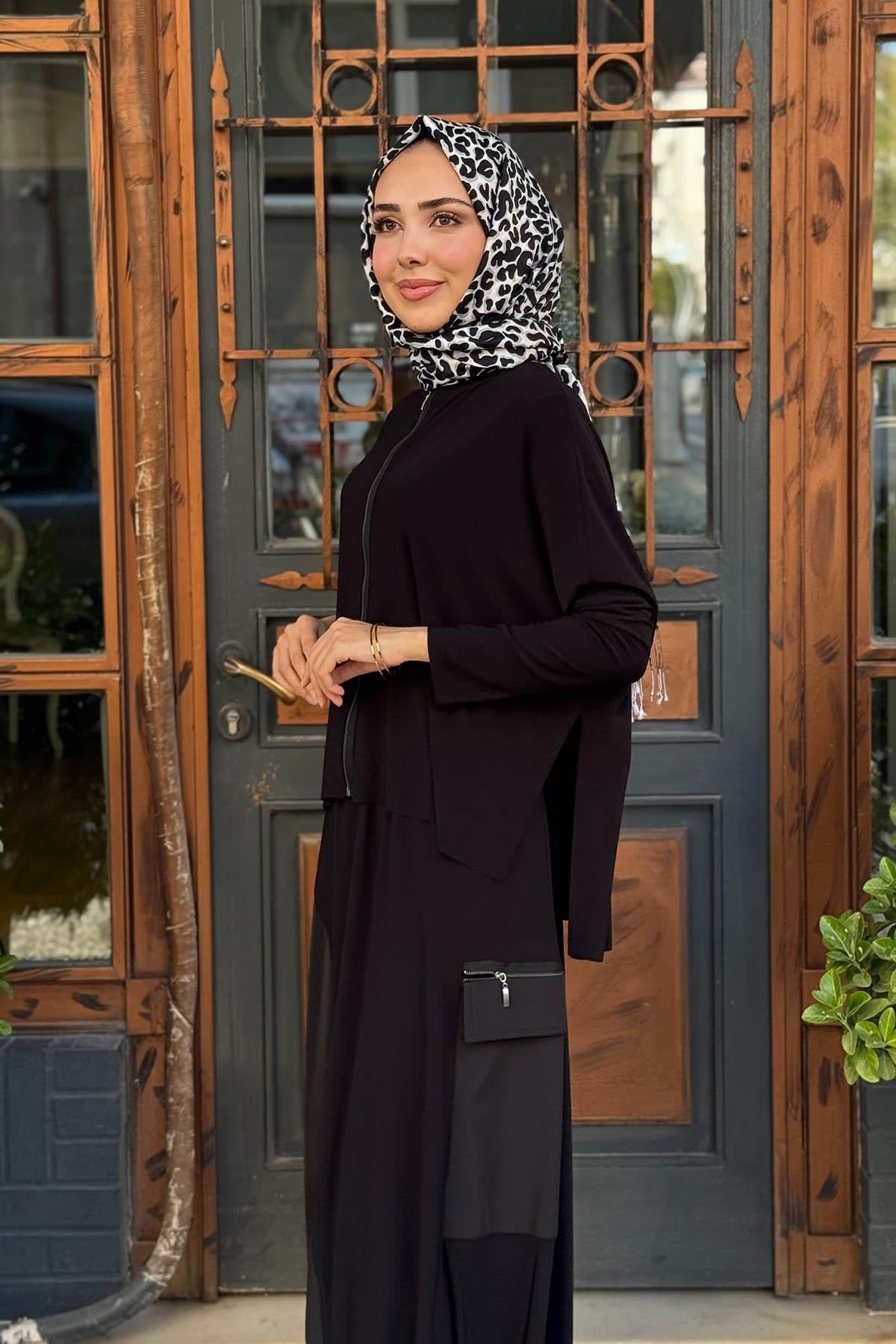 Nurcan Çetin Etekli Takım 25457 Siyah