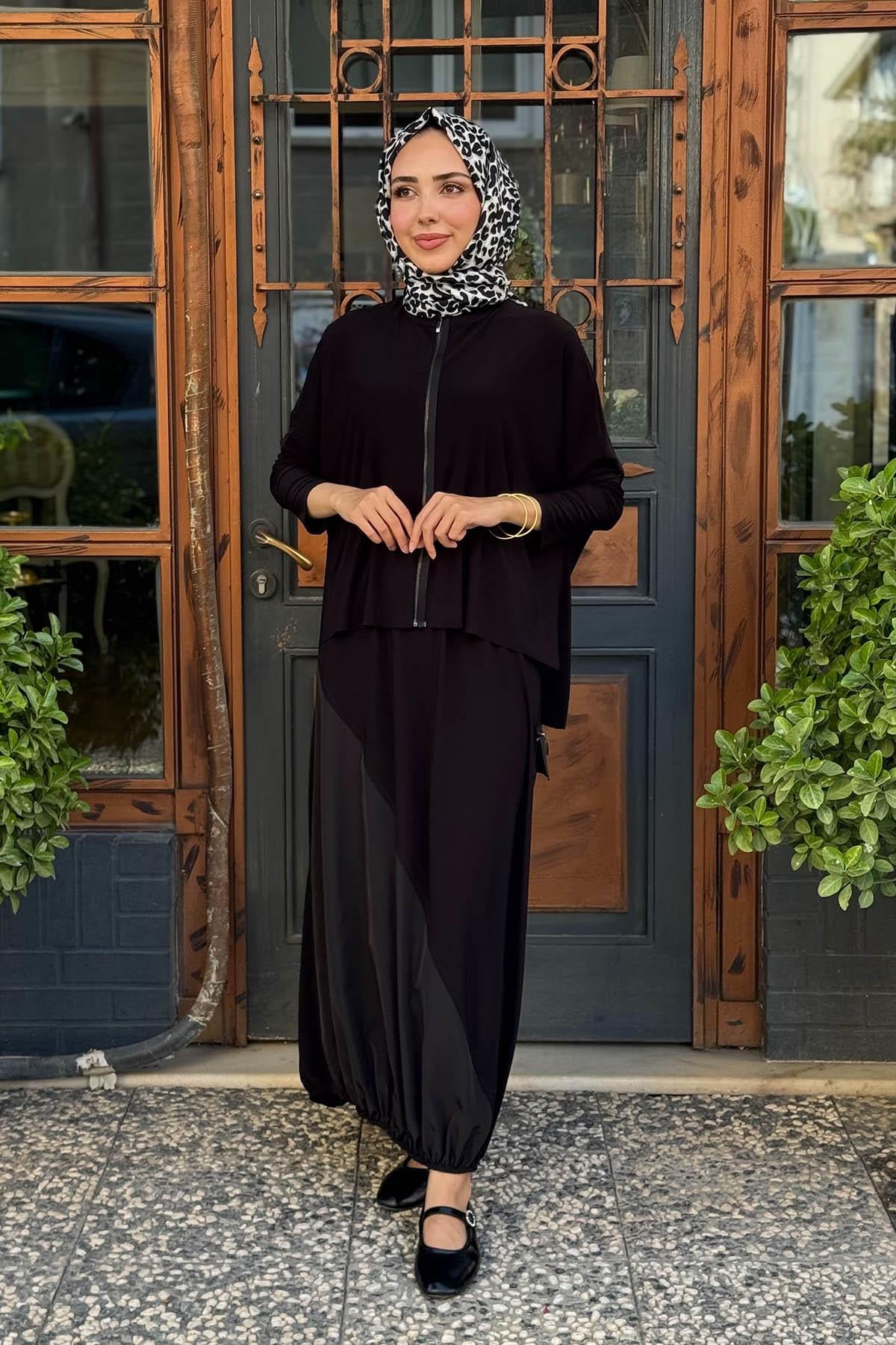 Nurcan Çetin Etekli Takım 25457 Siyah
