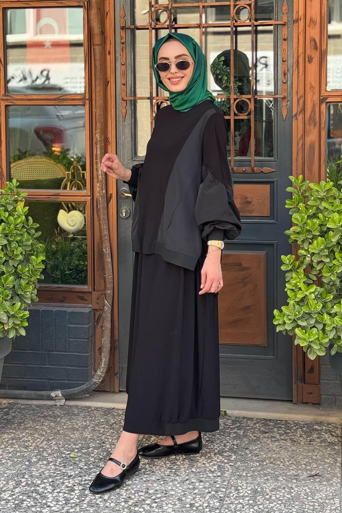 Nurcan Çetin Etekli Takım 25461 Siyah