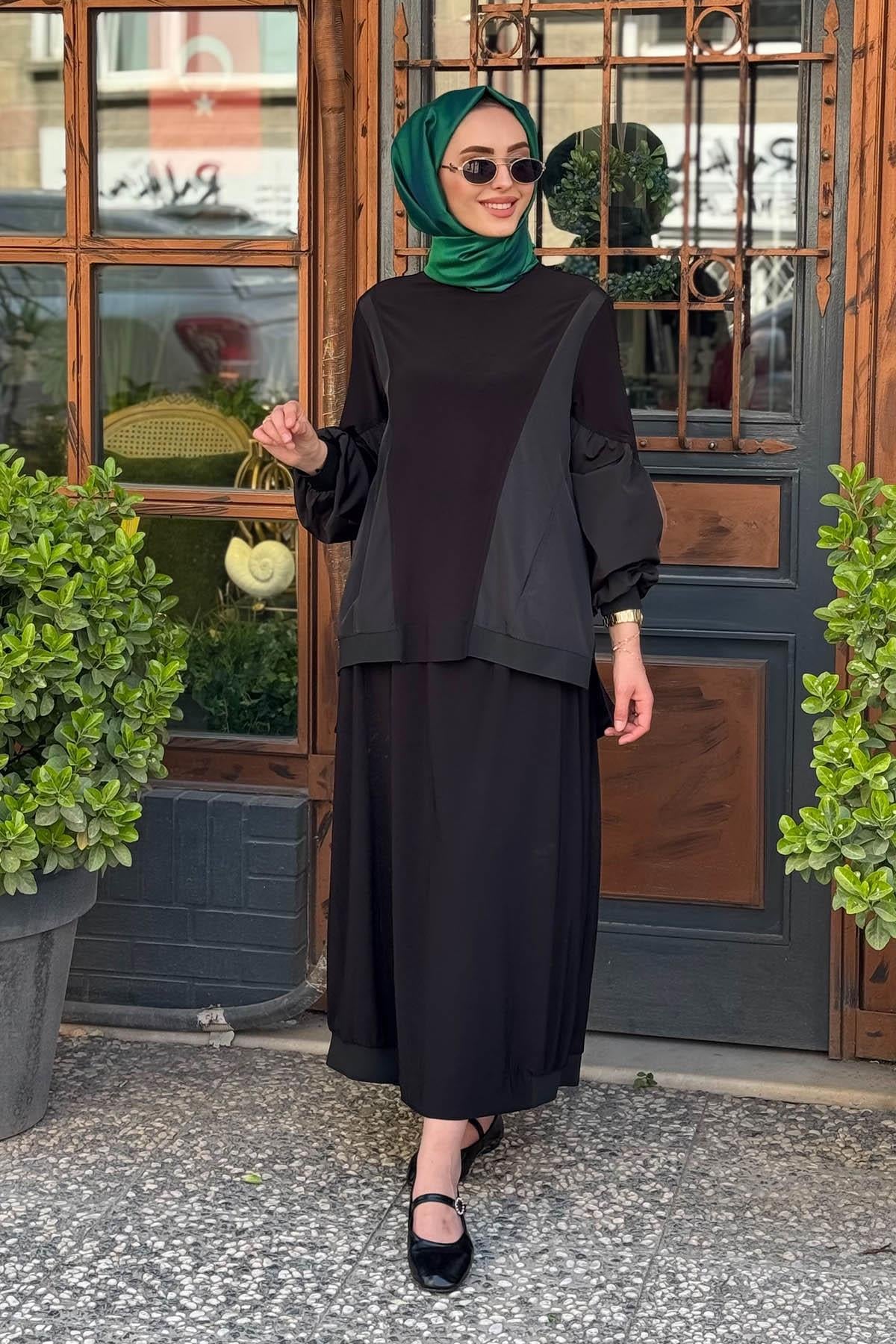 Nurcan Çetin Etekli Takım 25461 Siyah