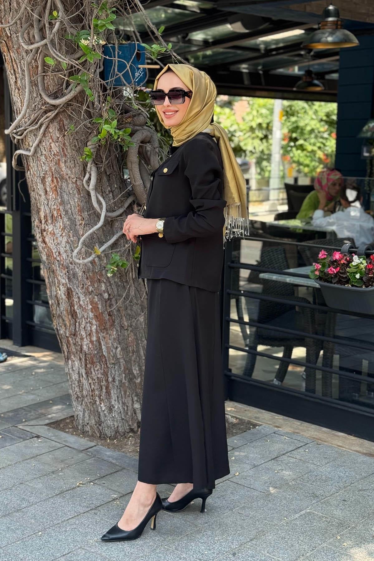 Nurcan Çetin Etekli Takım 25464 Siyah