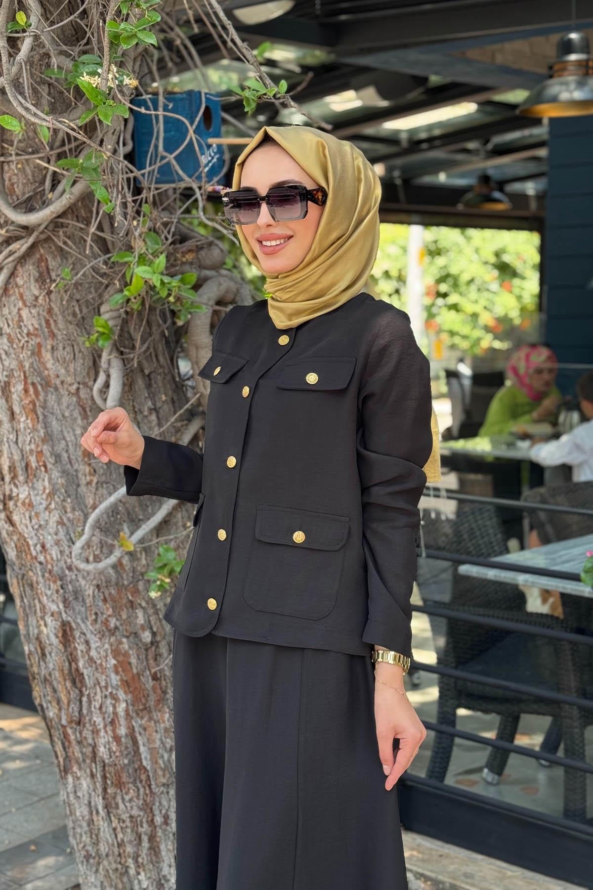 Nurcan Çetin Etekli Takım 25464 Siyah