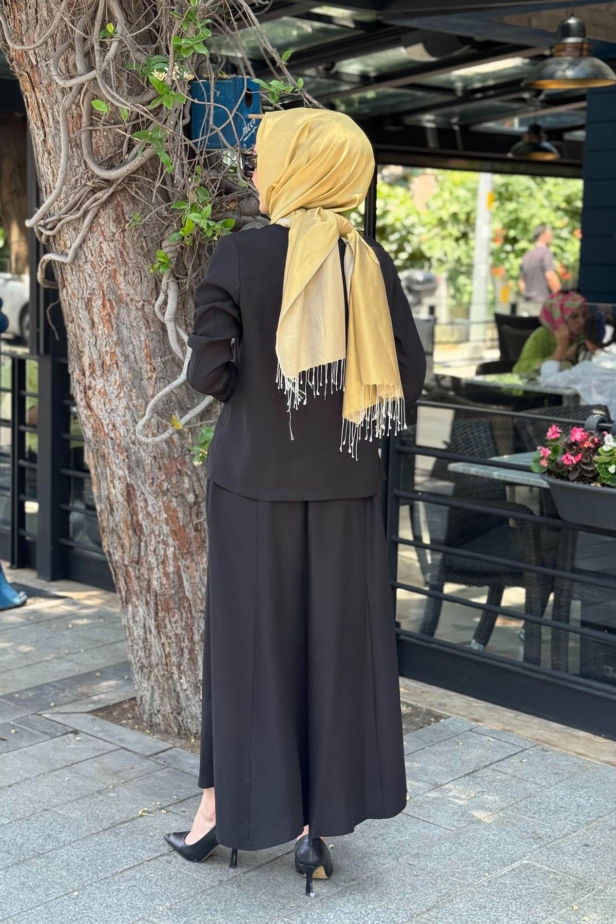 Nurcan Çetin Etekli Takım 25464 Siyah