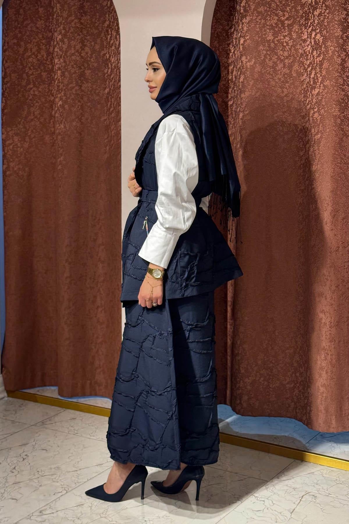 Nurcan Çetin Etekli Takım 25483 Lacivert