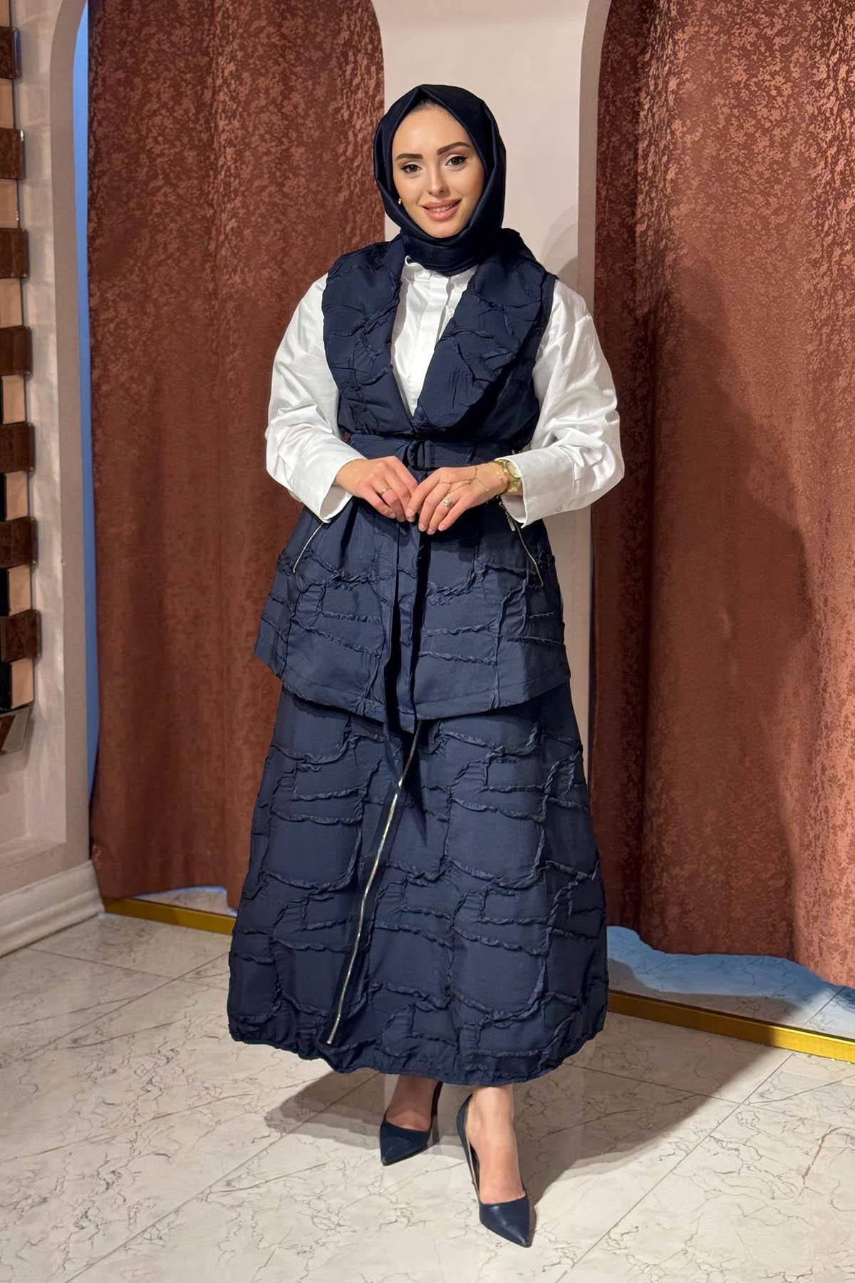 Nurcan Çetin Etekli Takım 25483 Lacivert