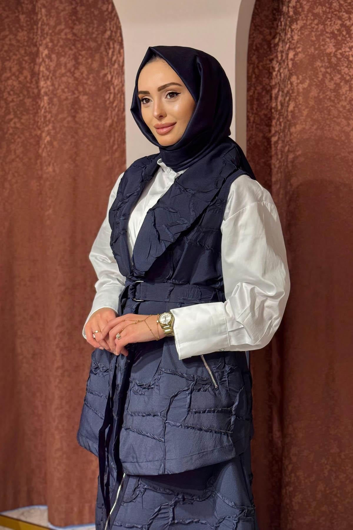 Nurcan Çetin Etekli Takım 25483 Lacivert