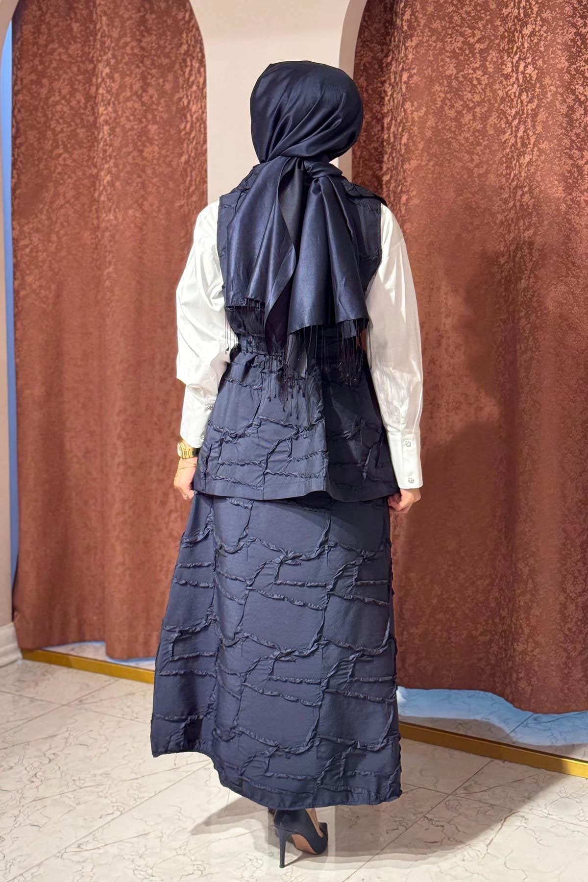 Nurcan Çetin Etekli Takım 25483 Lacivert