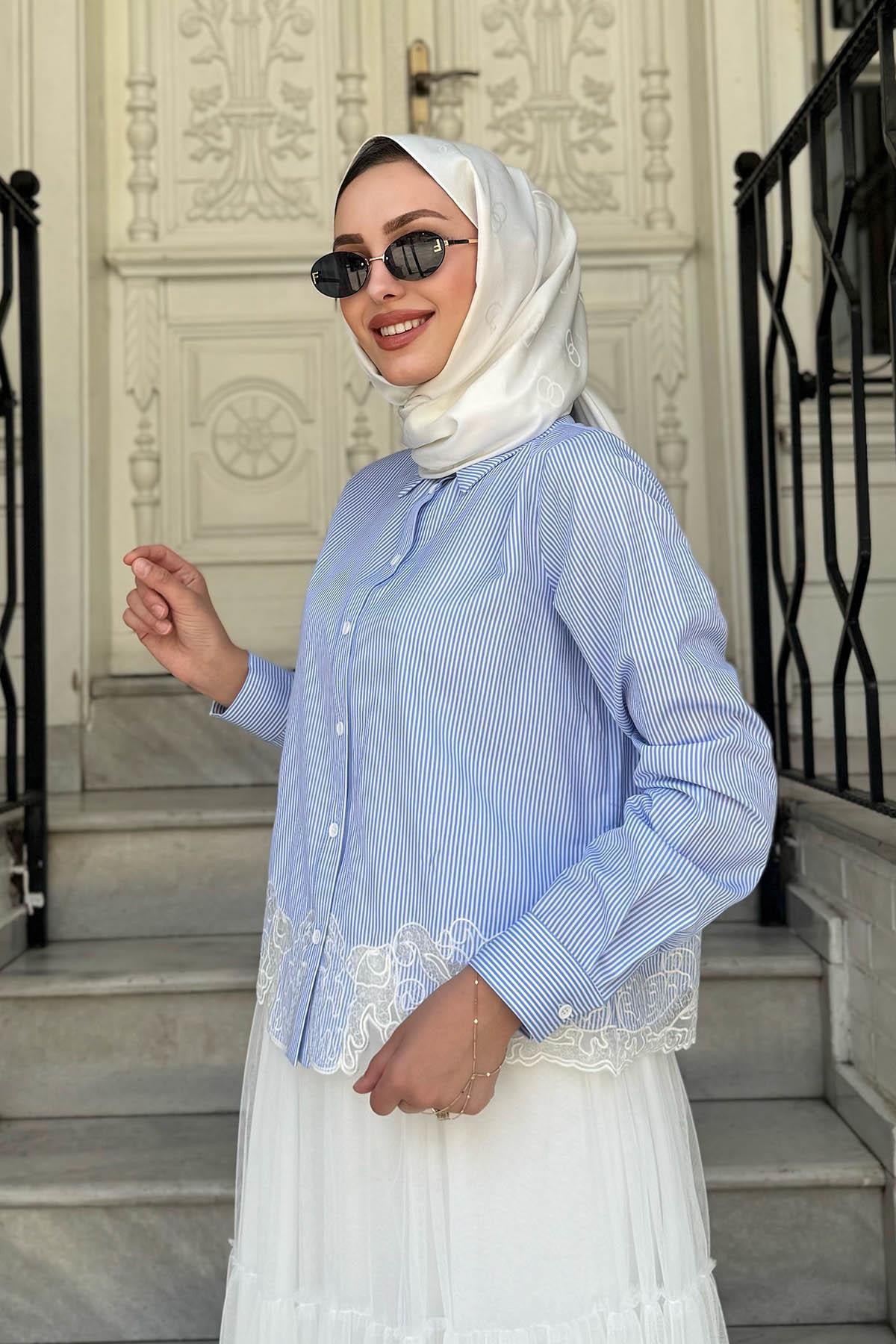 Nurcan Çetin Etekli Takım 25503 Mavi