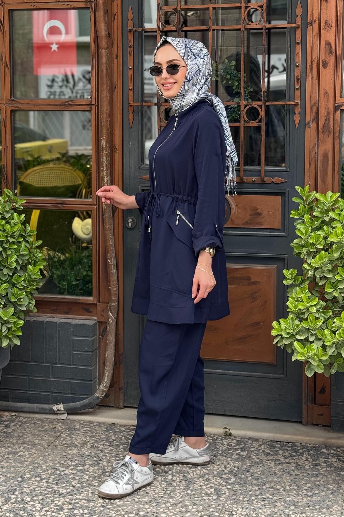 Nurcan Çetin Pantolonlu Takım 25403 Lacivert