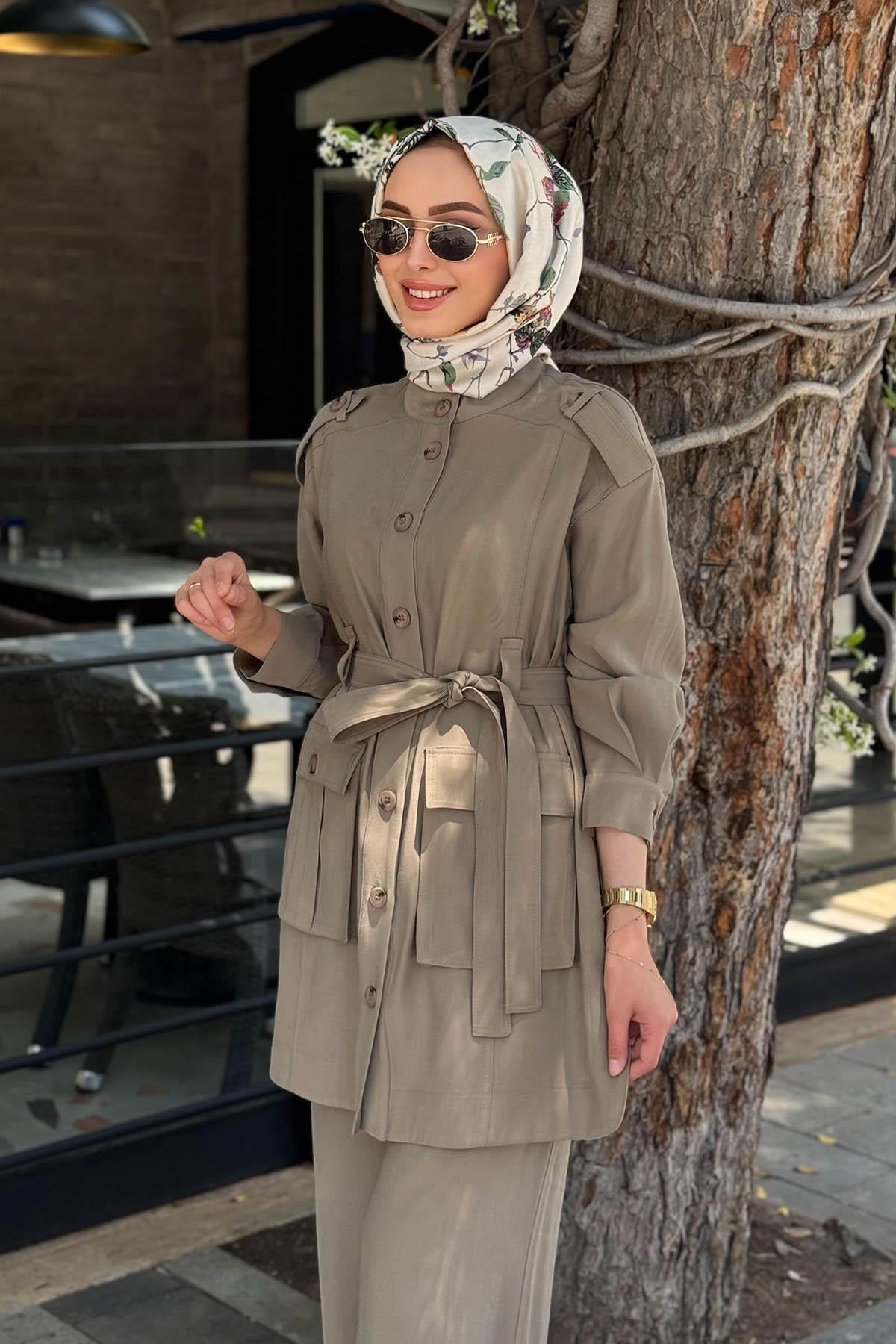 Nurcan Çetin Pantolonlu Takım 25416 Haki