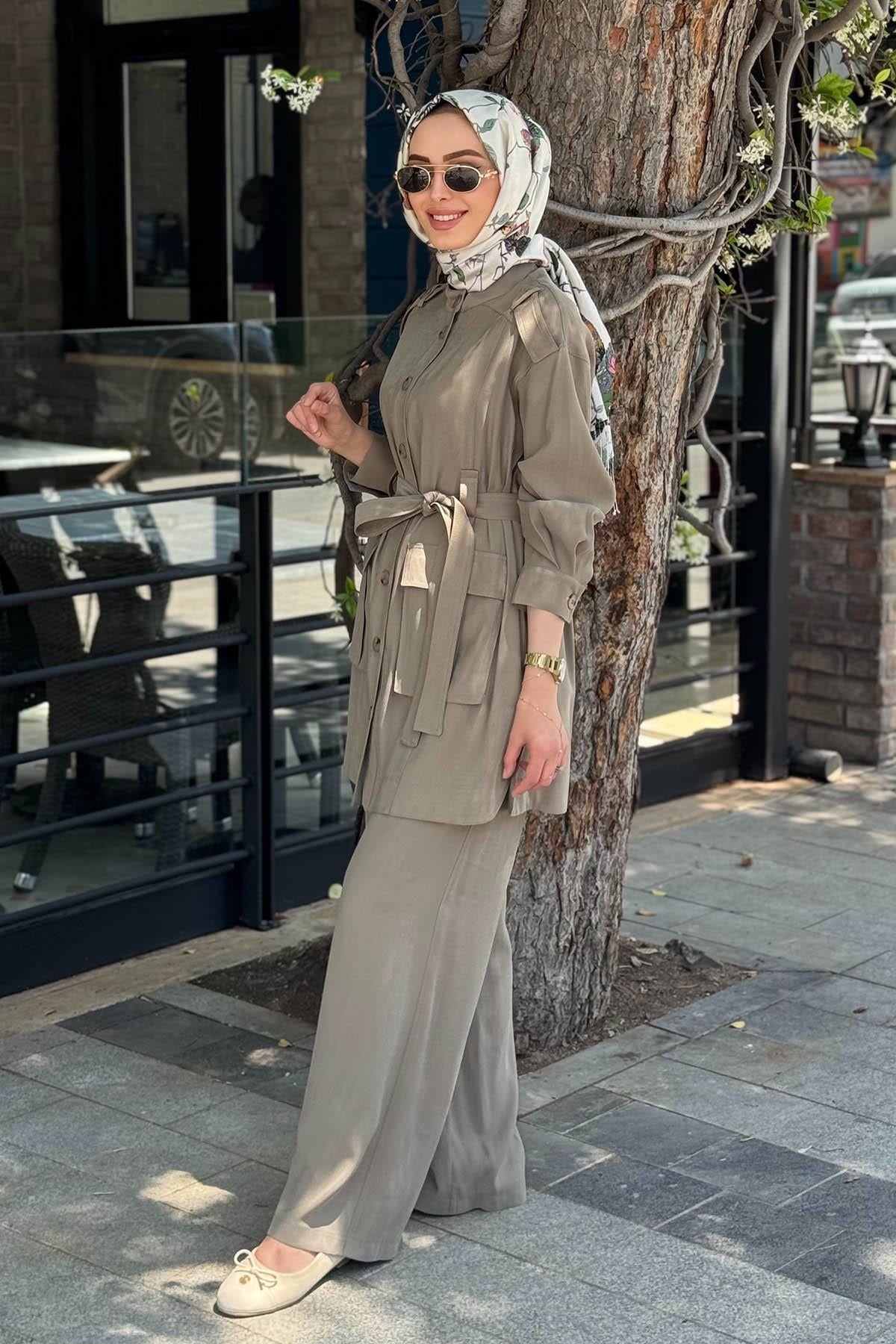 Nurcan Çetin Pantolonlu Takım 25416 Haki