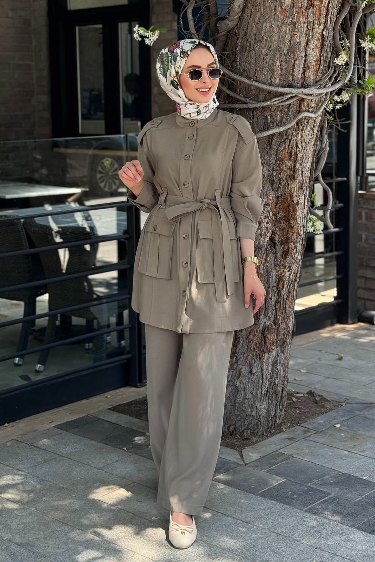 Nurcan Çetin Pantolonlu Takım 25416 Haki