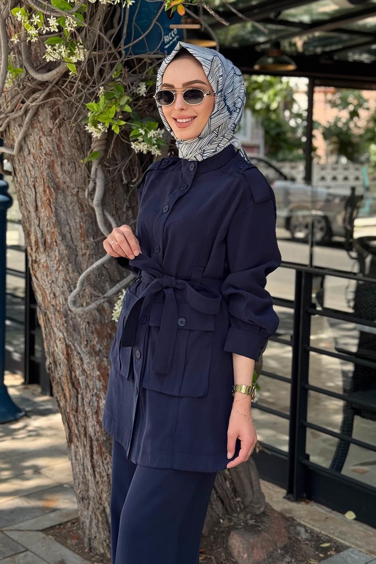 Nurcan Çetin Pantolonlu Takım 25416 Lacivert