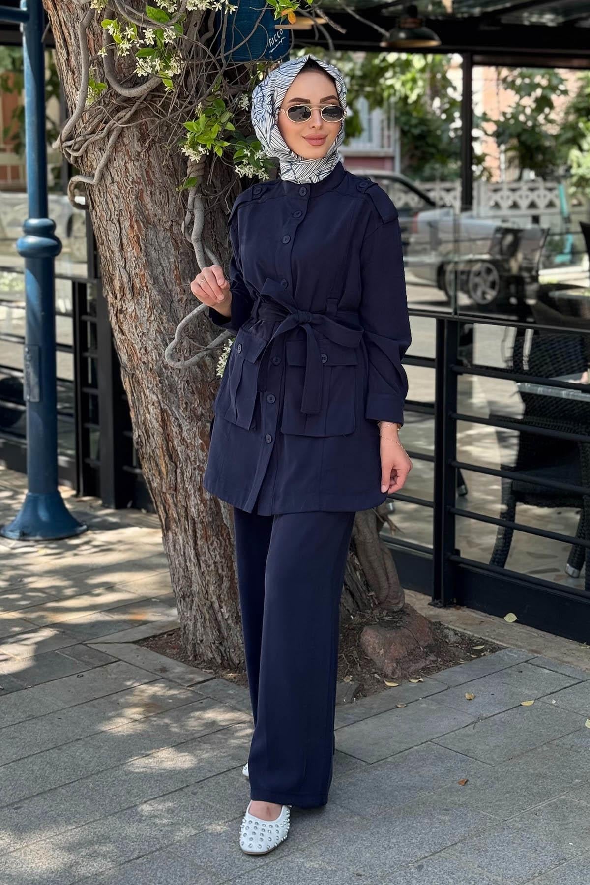 Nurcan Çetin Pantolonlu Takım 25416 Lacivert
