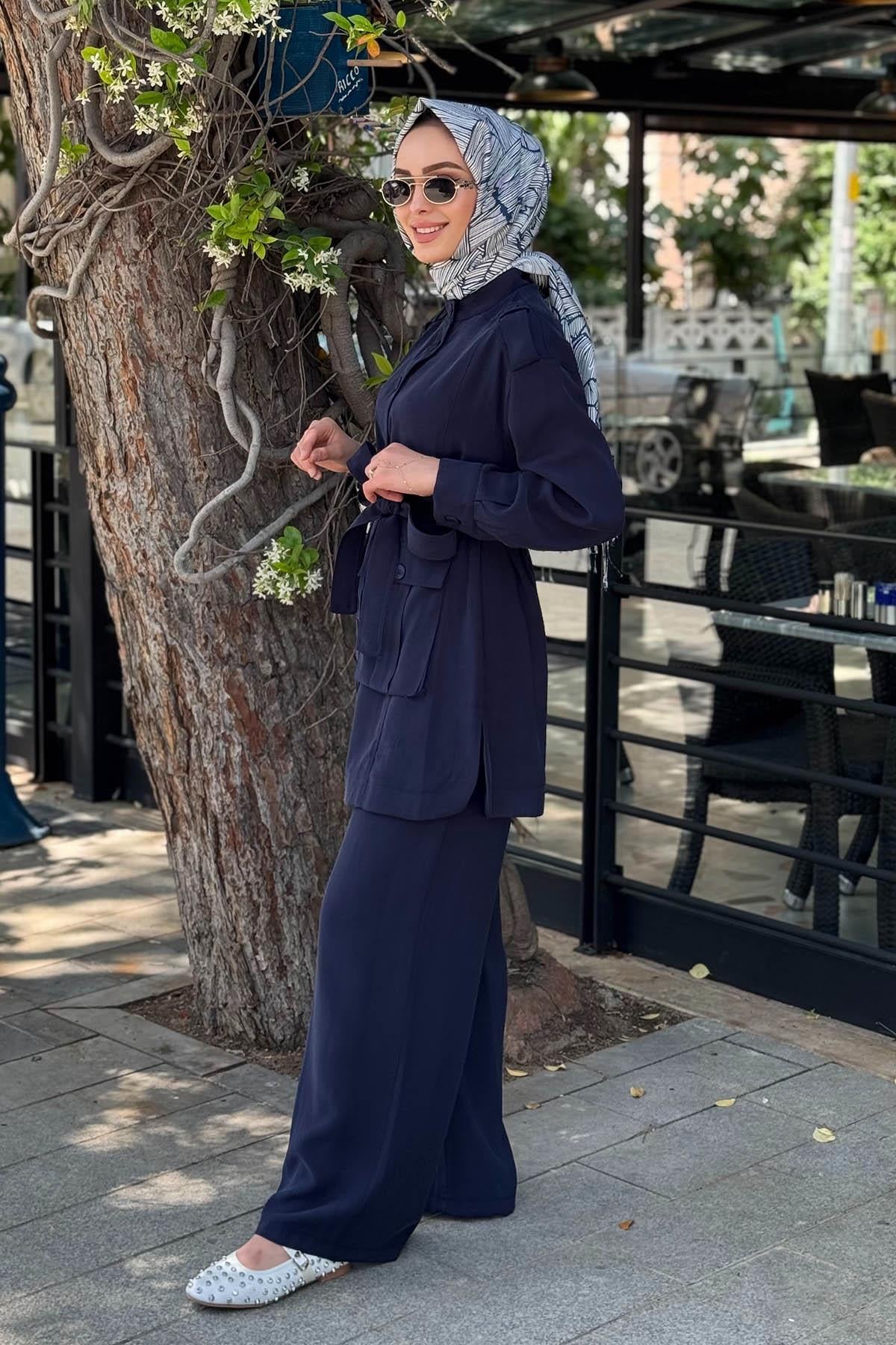 Nurcan Çetin Pantolonlu Takım 25416 Lacivert
