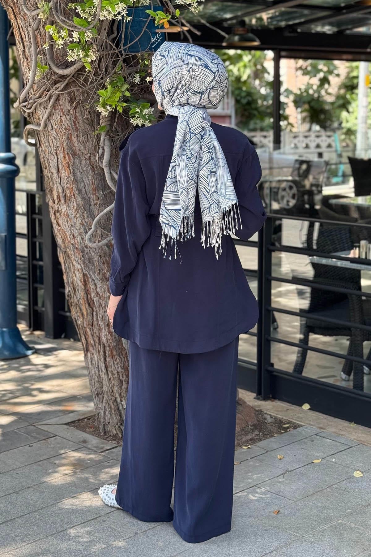 Nurcan Çetin Pantolonlu Takım 25416 Lacivert