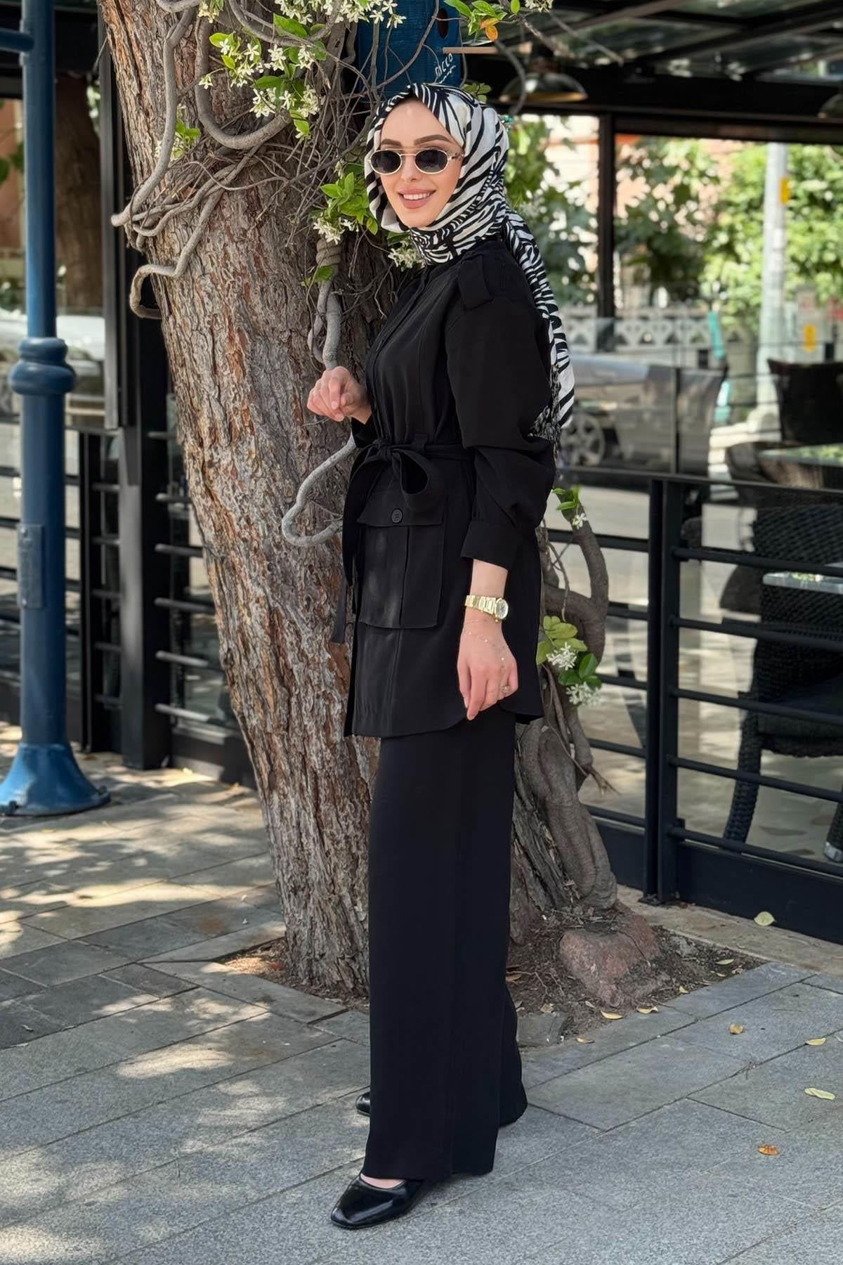 Nurcan Çetin Pantolonlu Takım 25416 Siyah