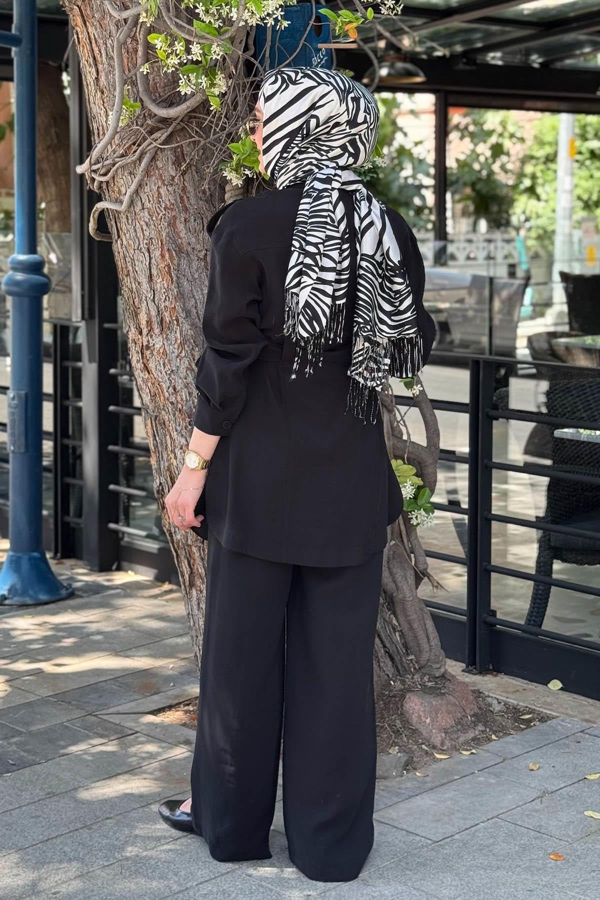 Nurcan Çetin Pantolonlu Takım 25416 Siyah