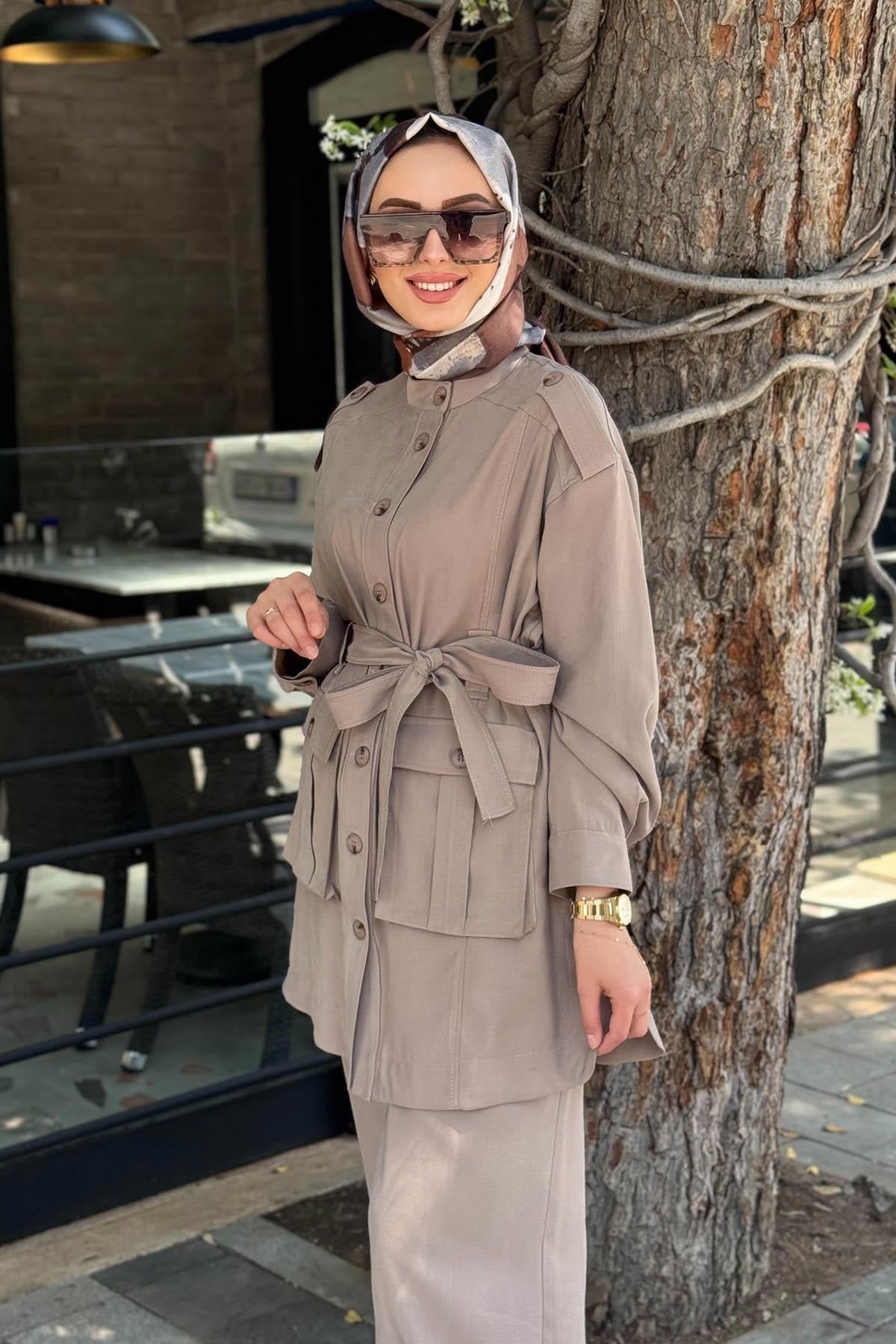 Nurcan Çetin Pantolonlu Takım 25416 Vizon