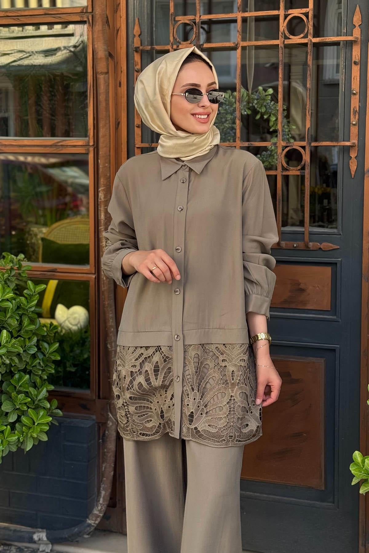 Nurcan Çetin Pantolonlu Takım 25418 Yeşil