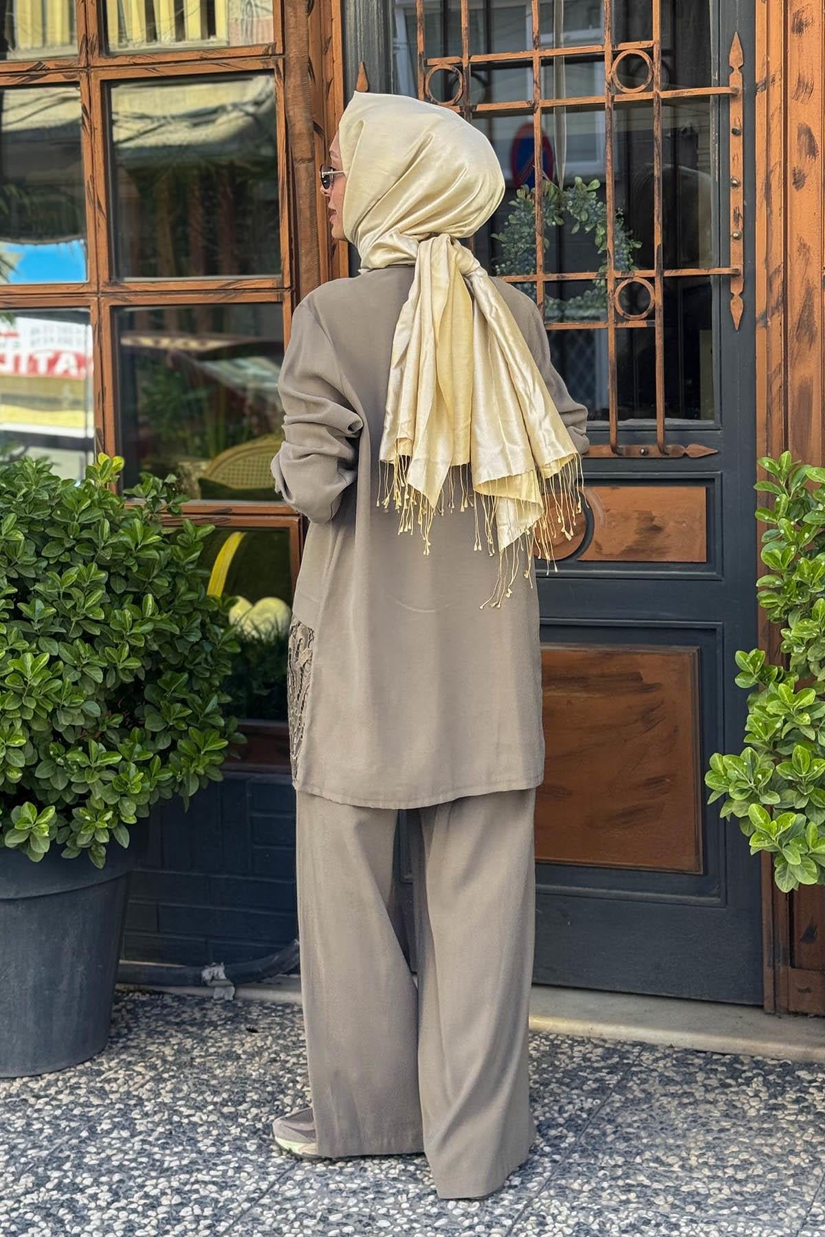Nurcan Çetin Pantolonlu Takım 25418 Yeşil