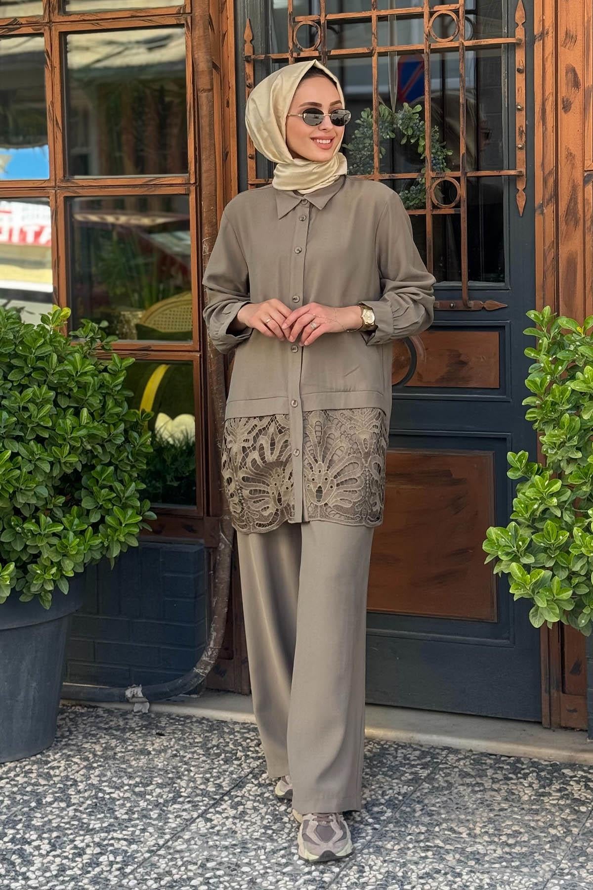 Nurcan Çetin Pantolonlu Takım 25418 Yeşil