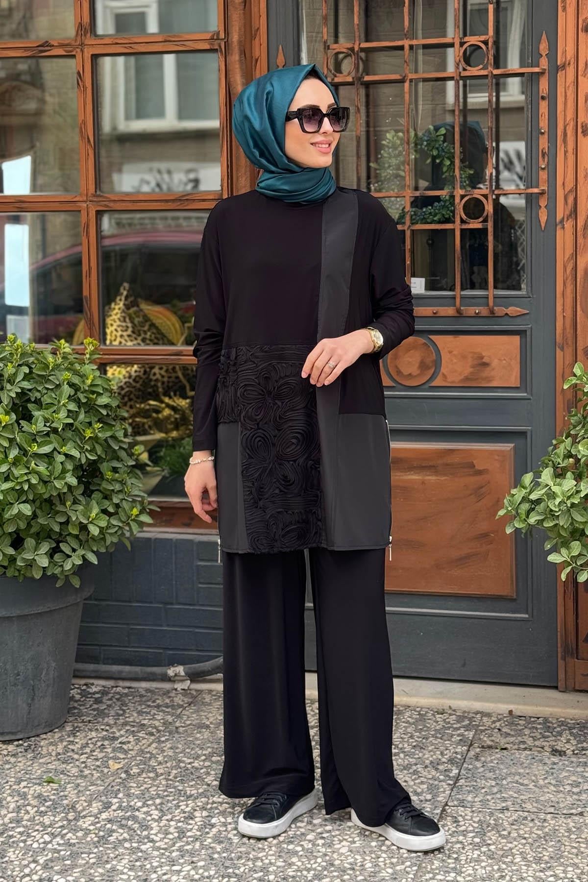 Nurcan Çetin Pantolonlu Takım 25419 Siyah
