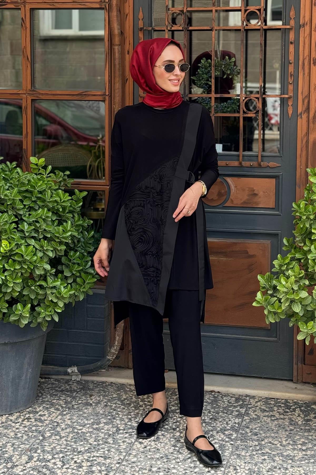 Nurcan Çetin Pantolonlu Takım 25420 Siyah