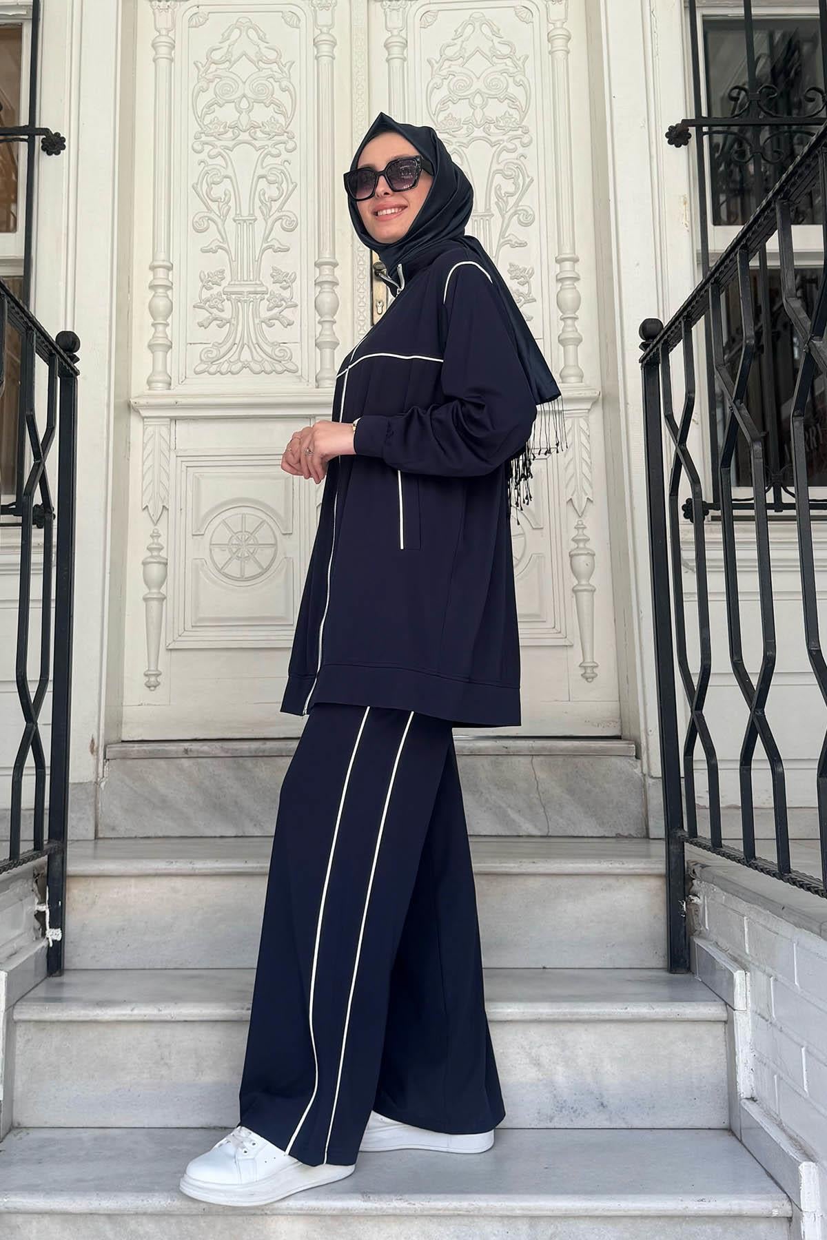 Nurcan Çetin Pantolonlu Takım 25423 Lacivert