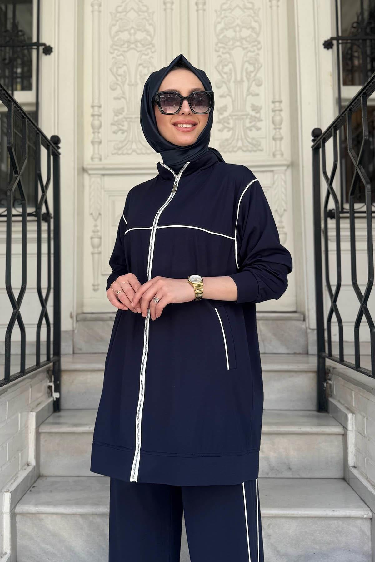 Nurcan Çetin Pantolonlu Takım 25423 Lacivert