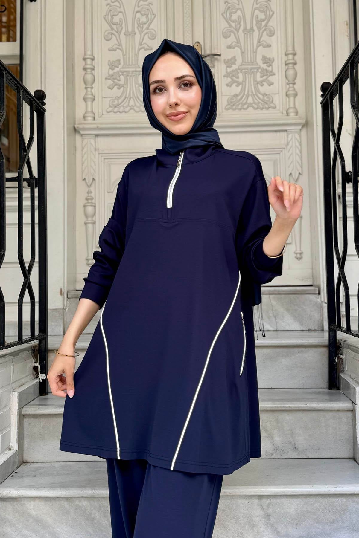 Nurcan Çetin Pantolonlu Takım 25424 Lacivert
