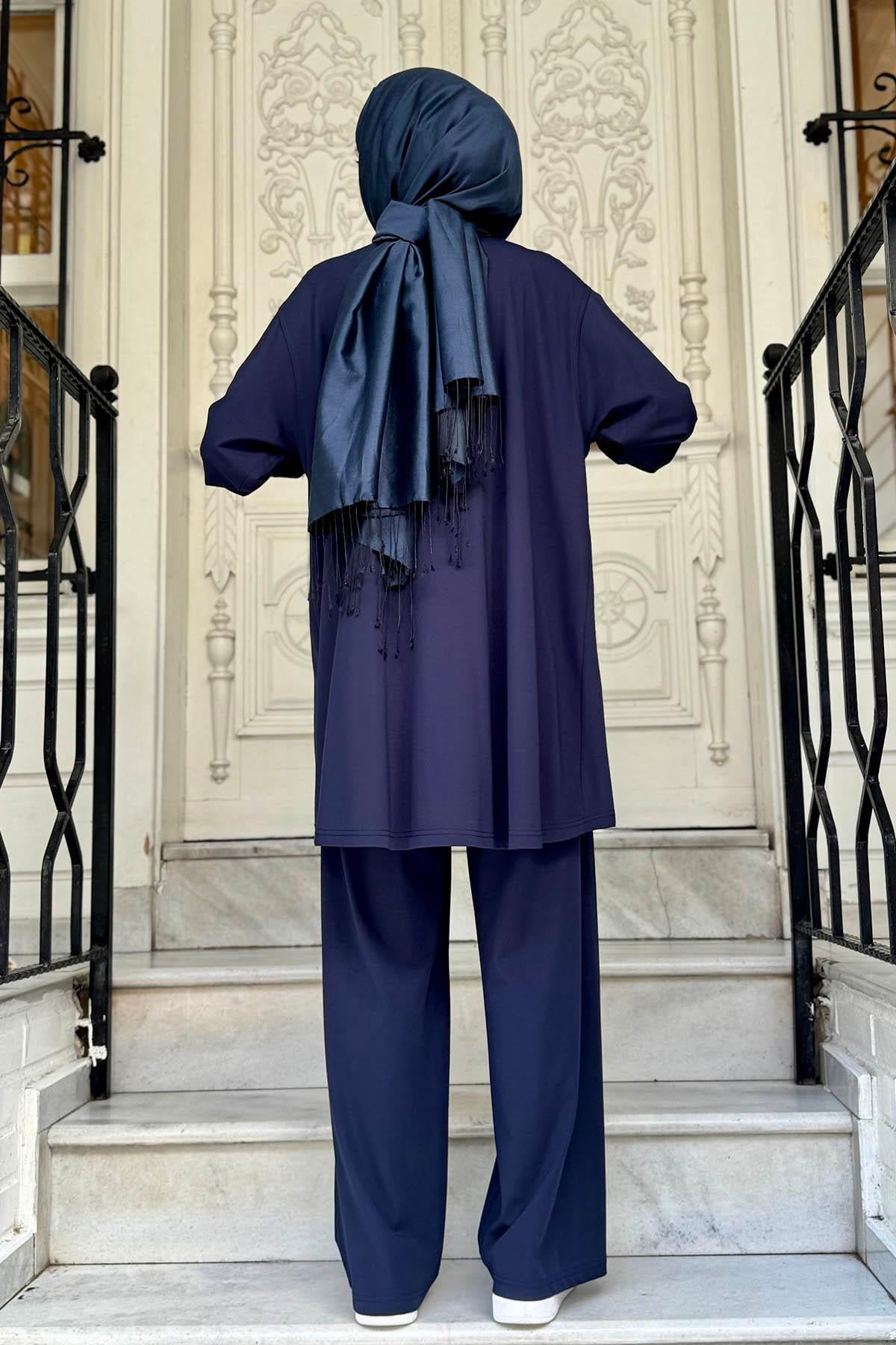 Nurcan Çetin Pantolonlu Takım 25424 Lacivert